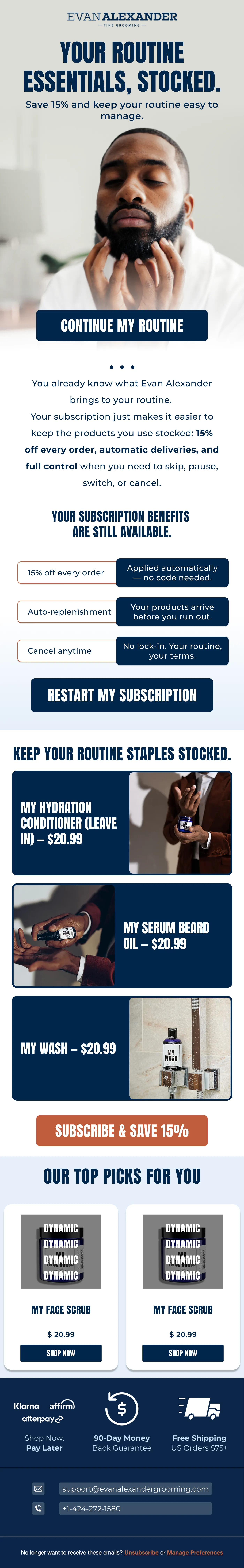 Winback email — Evan Alexander