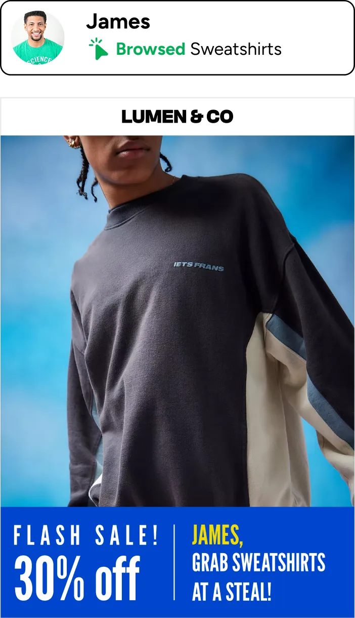 Personalized email — James · Sweatshirts