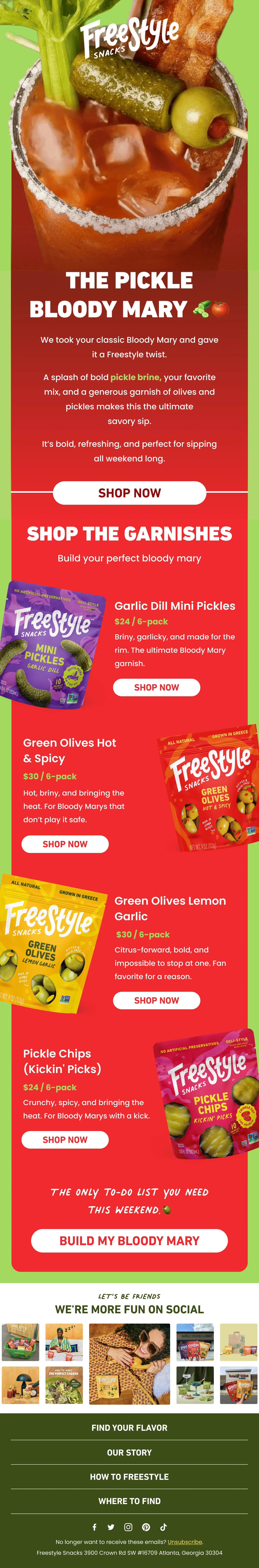 Freestyle email — Food & beverage