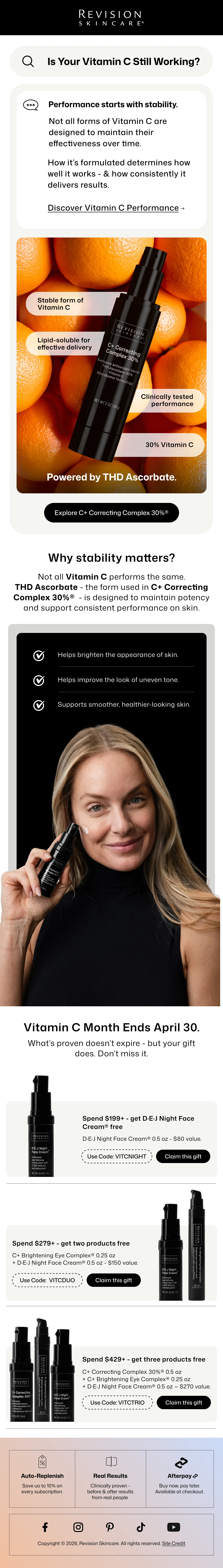Revision Skincare email — Skincare